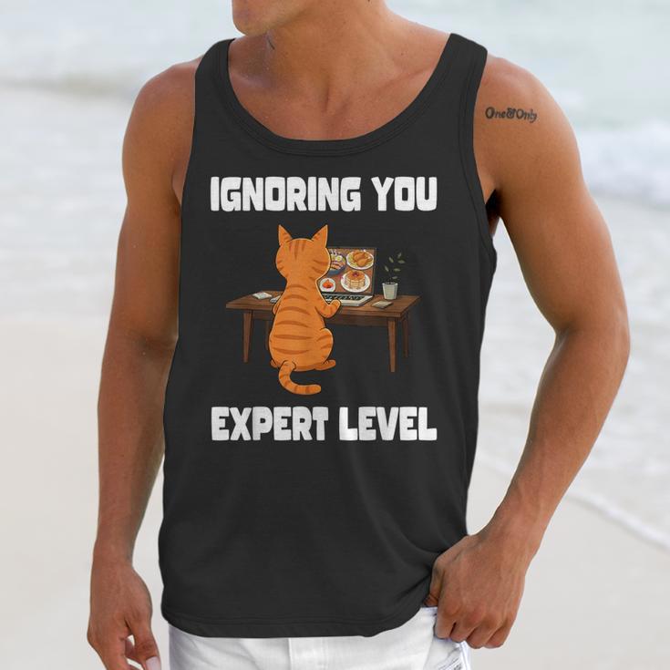 Cat Ignoring You Expert Level Orange Tabby Introvert Unisex Tank Top