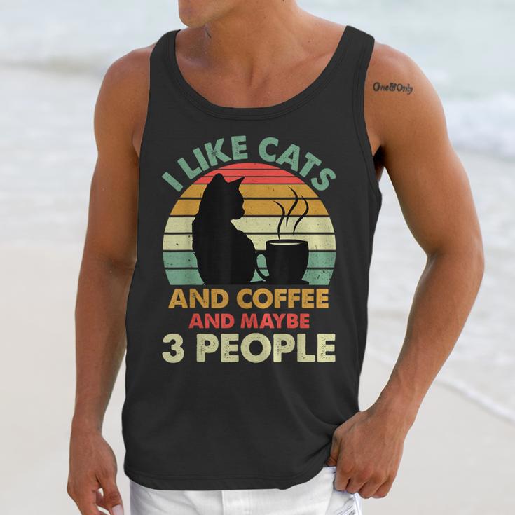 Cats Coffee & 3 People Tee Cute Font Introvert Humor Unisex Tank Top Cats Coffee & 3 People Tee Cute Font Introvert Humor Unisex Tank Top