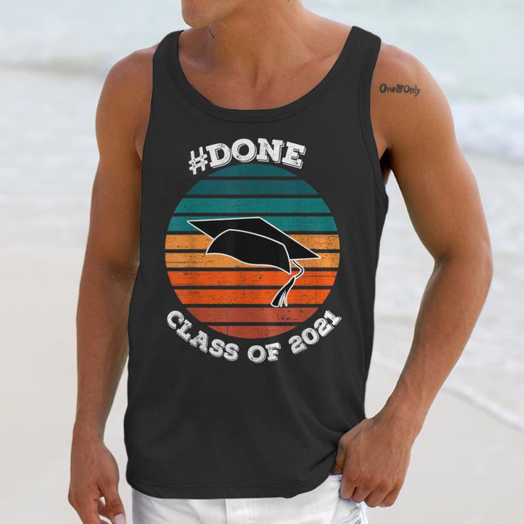 Class Of 2021 Done Senior Graduation Retro Sunset Unisex Tank Top
