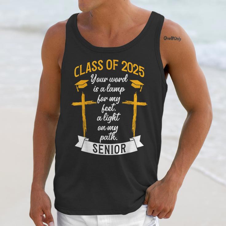 Class Of 2025 Senior Graduation Cross Quote Faith In God Unisex Tank Top