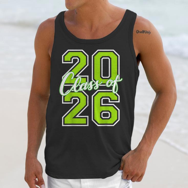 Class Of 2026 Graduation Varsity Lime Green Letters Unisex Tank Top