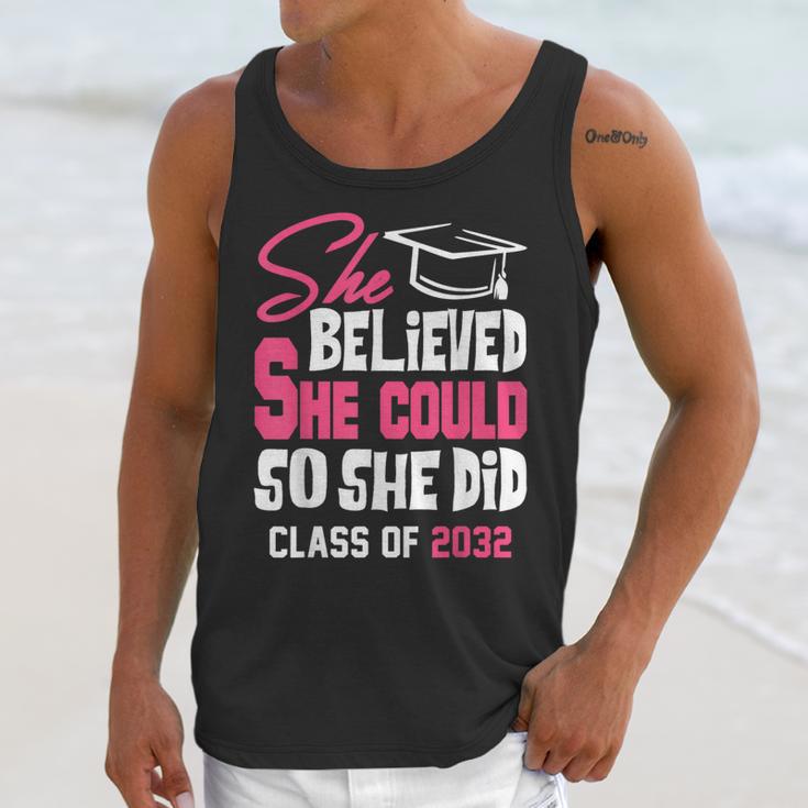 Class Of 2032 She Believed She Could Kids Graduation T-Shirt Unisex Tank Top