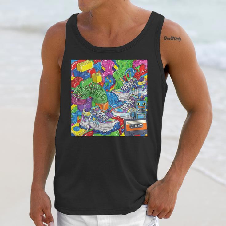 Colorful Kidcore 90s Nostalgia Meme Sneakers Robot Toy Slime Unisex Tank Top Colorful Kidcore 90s Nostalgia Meme Sneakers Robot Toy Slime Unisex Tank Top