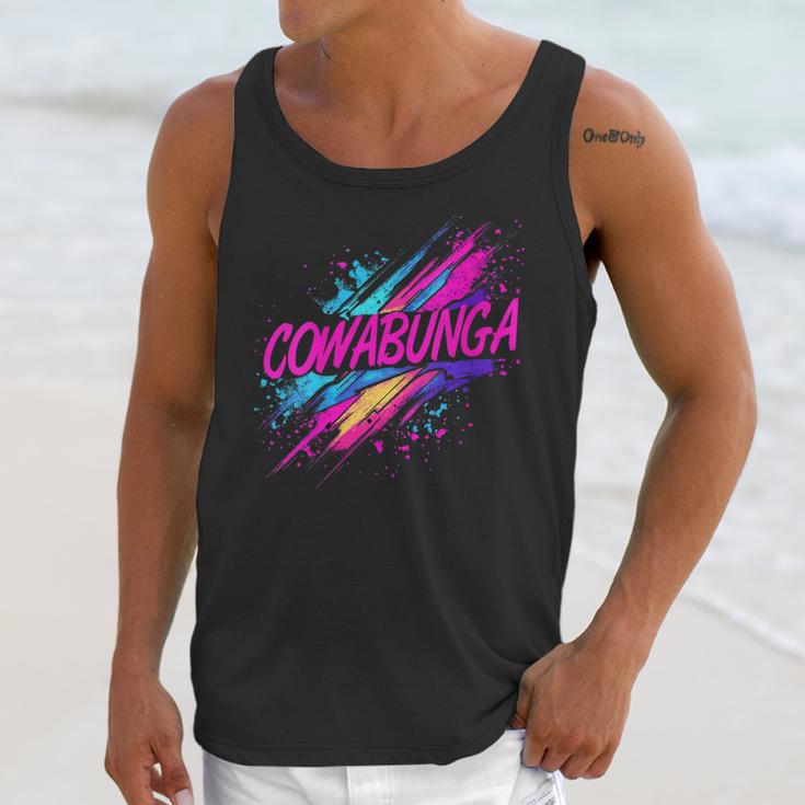 Cowabunga Retro 80s 90s Nostalgia Slang Neon Grunge Art Unisex Tank Top
