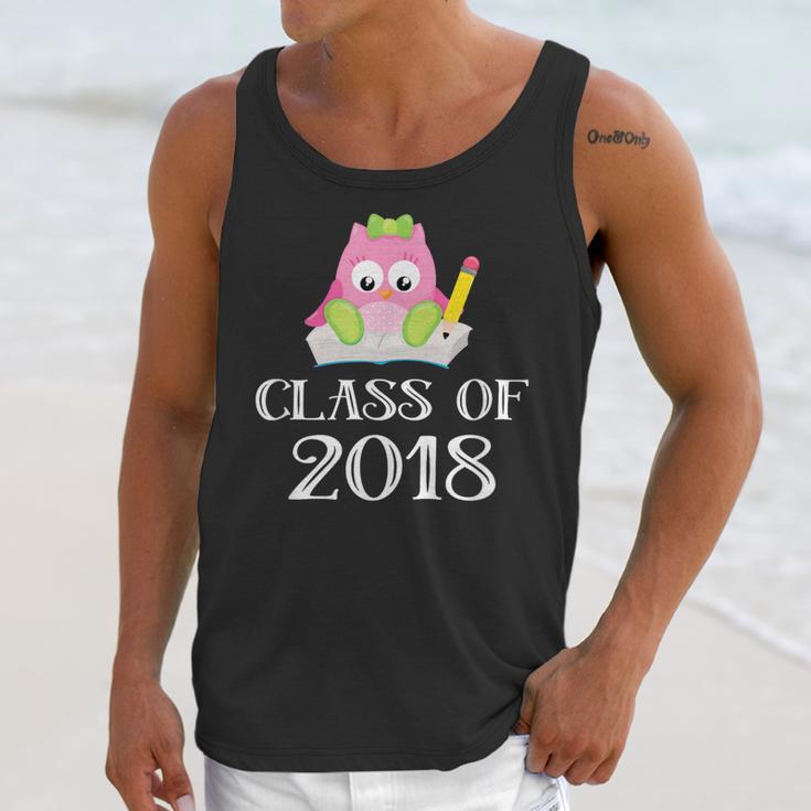 Cute Pink School Owl Class Of 2018 Graduation Unisex Tank Top