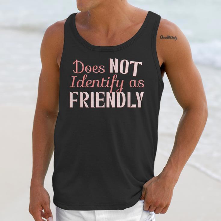 Does NOT Identify As Friendly Sarcastic Introvert Unisex Tank Top Does NOT Identify As Friendly Sarcastic Introvert Unisex Tank Top