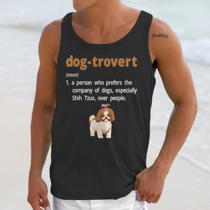 Dog-Trovert Shih Tzu Humor Definition Introvert Unisex Tank Top