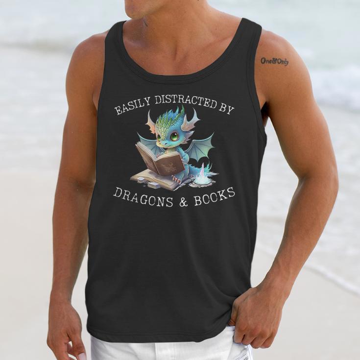 Easily Distracted By Dragons And Books Introvert Shirt Unisex Tank Top Easily Distracted By Dragons And Books Introvert Shirt Unisex Tank Top