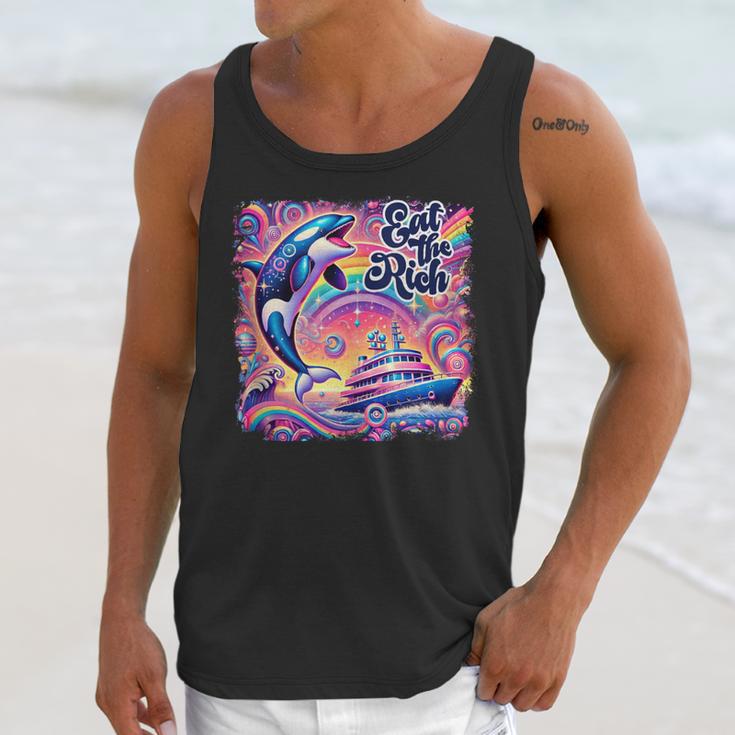 EAT THE RICH 90S NOSTALGIA WHALE ORCA YAHCT RETRO Unisex Tank Top
