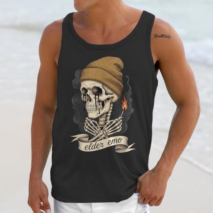 Elder Emo Skeleton Beanie Nostalgia Scene Aesthetic Unisex Tank Top