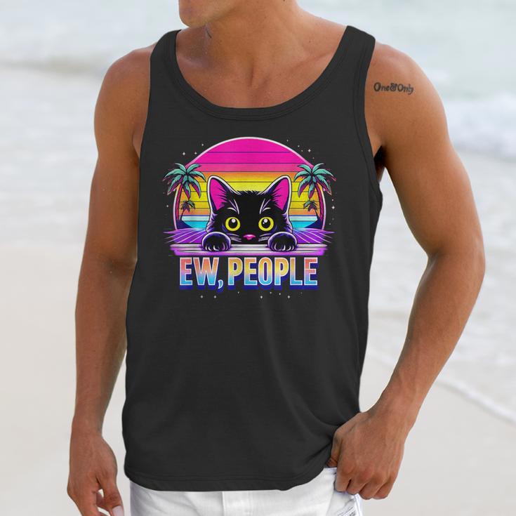 Ew Cat Misanthrope Introvert Synthwave 80s Unisex Tank Top Ew Cat Misanthrope Introvert Synthwave 80s Unisex Tank Top