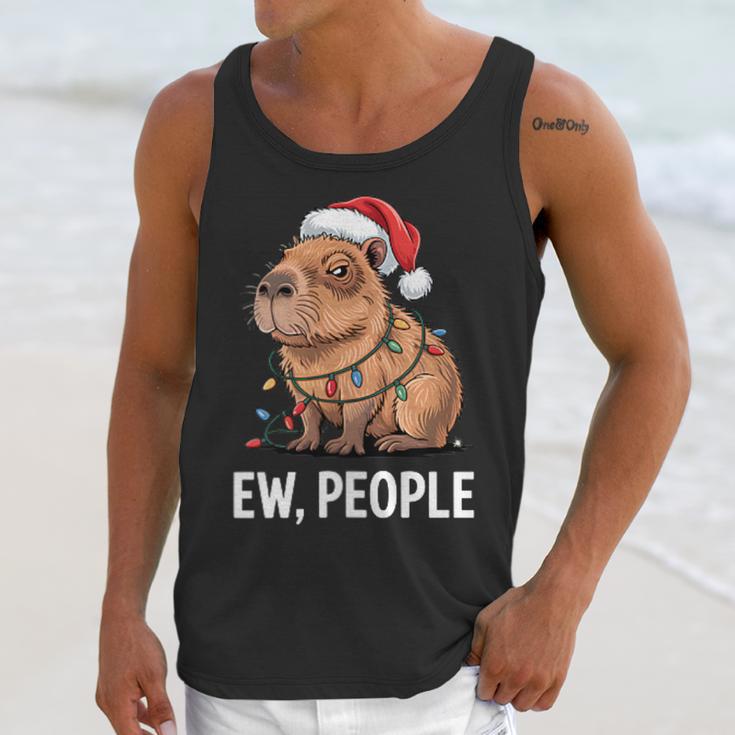 Ew People Capybara Christmas Lights Introvert Humor Unisex Tank Top Ew People Capybara Christmas Lights Introvert Humor Unisex Tank Top