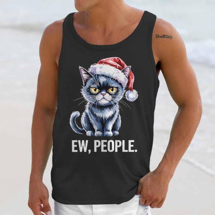 Ew People Christmas Cat Santa Hat Dad Introvert Unisex Tank Top Ew People Christmas Cat Santa Hat Dad Introvert Unisex Tank Top