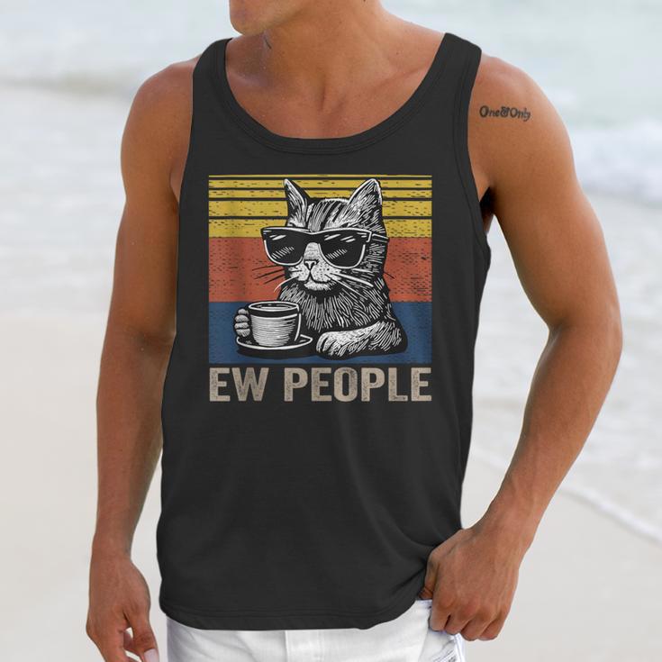 Ew People Introvert Cat Lover Crazy Vintage Cat Lady Unisex Tank Top