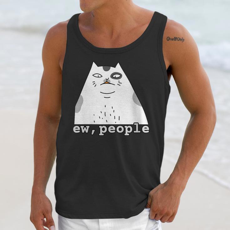 Ew People Introvert Sayings Sarcastic Cat Quote Unisex Tank Top