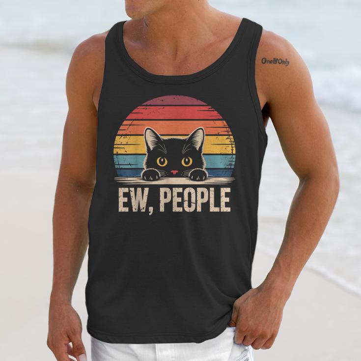 Ew People Retro Vintage Anti Social Cat Introvert Unisex Tank Top