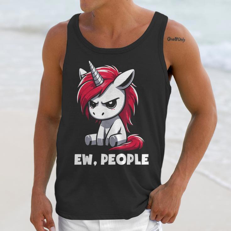 Ew People Unicorn Sarcastic Humor Introvert Unisex Tank Top