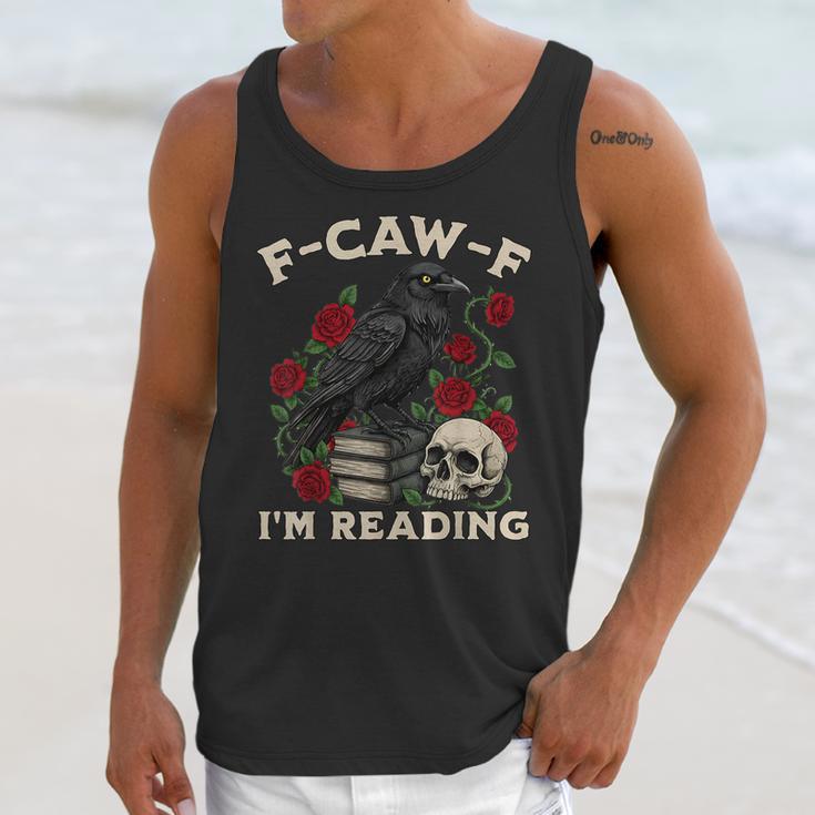 F-CAW-F I'm Reading Crow Book Lover Introvert Meme Unisex Tank Top F-CAW-F I'm Reading Crow Book Lover Introvert Meme Unisex Tank Top