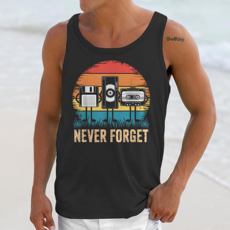 Never Forget Retro 80s 90s Floppy VHS Cassette Nostalgia Unisex Tank Top