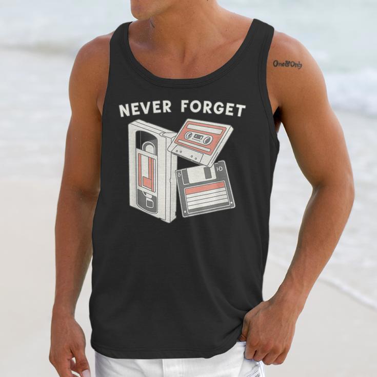 Never Forget VHS Tape Cassette Floppy Disk Nostalgia 80s 90s Unisex Tank Top