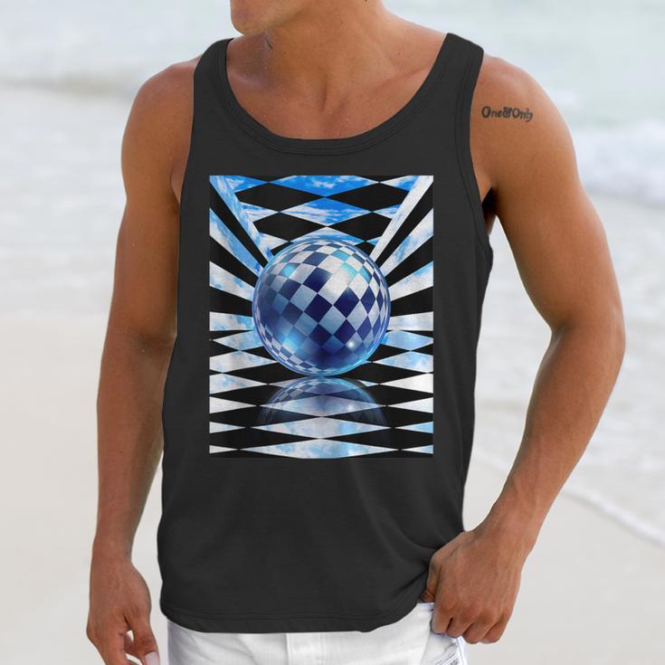 Frutiger Aero Aesthetic Tech Checkered Room Orb Sky Unisex Tank Top