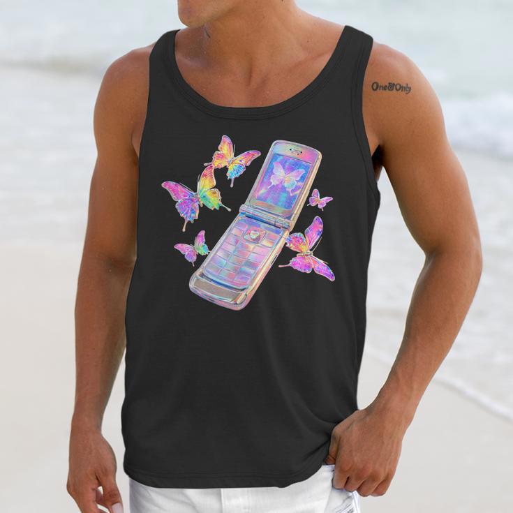 Frutiger Aero Y2K Chrome Phone Butterfly Unisex Tank Top