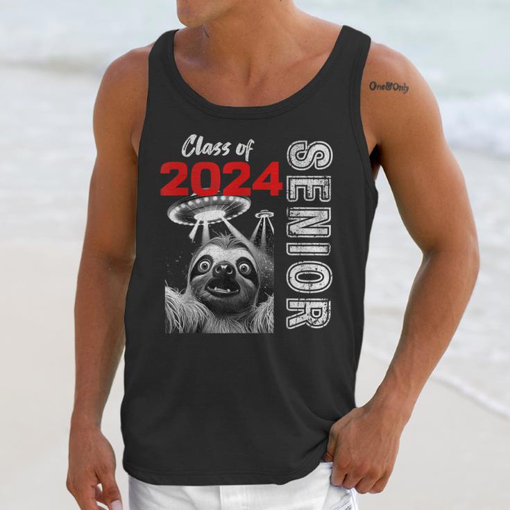 Fun Trendy UFO Sloth Graduation Class Of 2024 Senior Unisex Tank Top
