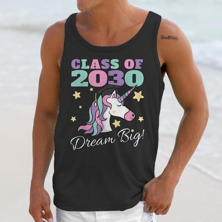 Girls Class Of 2030 Magical Unicorn Graduation Cap Unisex Tank Top