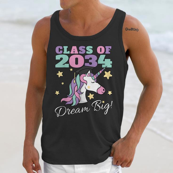 Girls Class Of 2034 Magical Unicorn Graduation Cap Unisex Tank Top