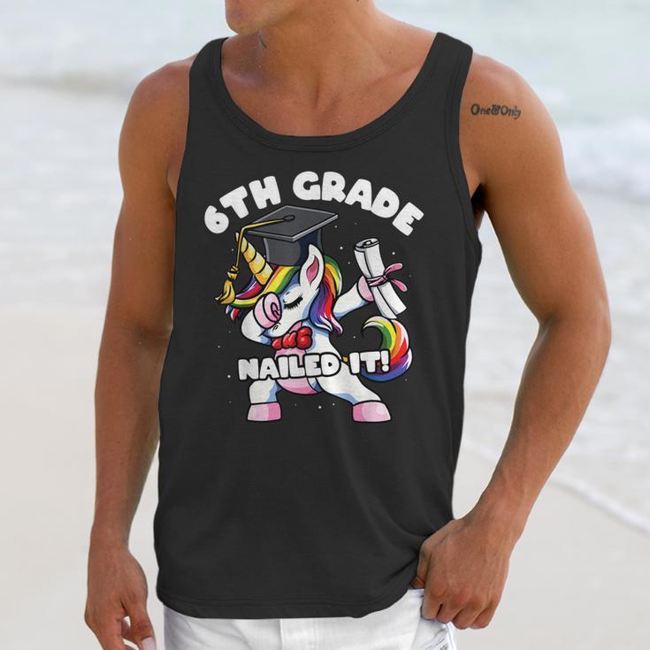 Girls Dabbing Unicorn 6th Sixth Grade Nailed It Graduation Unisex Tank Top