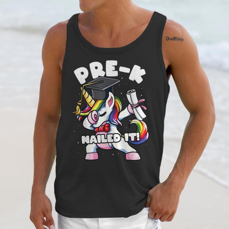 Girls Dabbing Unicorn Pre-K PreSchool Nailed It Graduation Unisex Tank Top