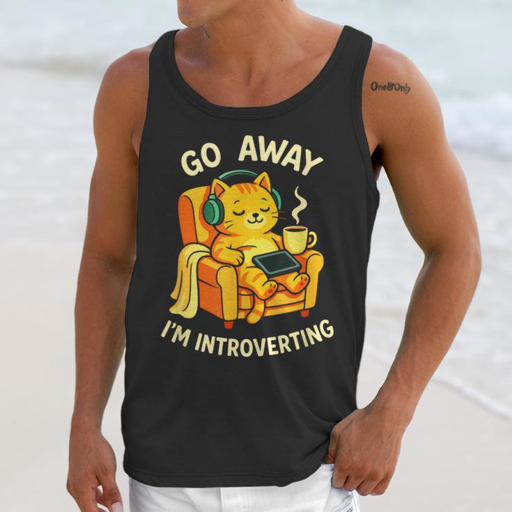 Go Away I'm Introverting Cat Coffee Headphones Unisex Tank Top Go Away I'm Introverting Cat Coffee Headphones Unisex Tank Top