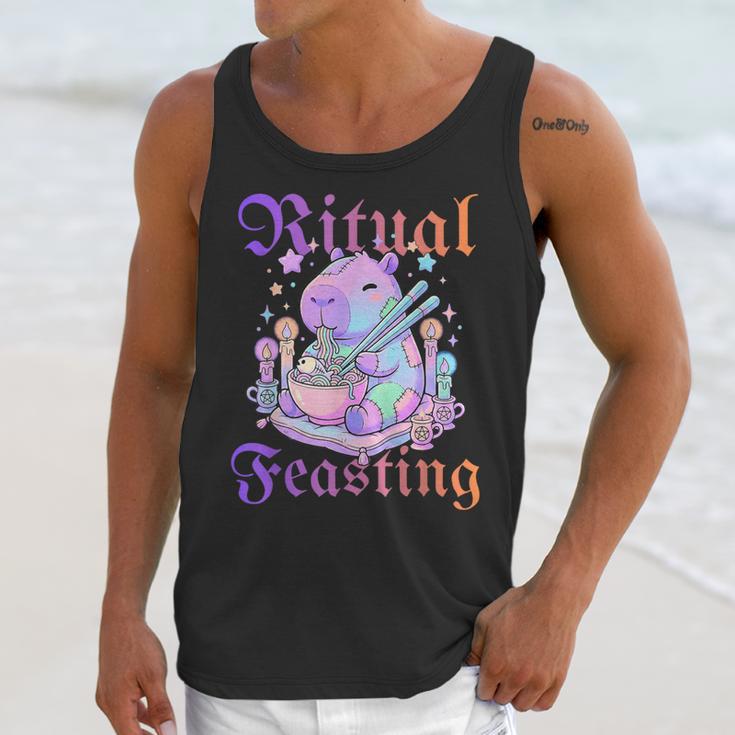 Goth Capybara Ramen Ritual Feasting Soft Introvert Art Unisex Tank Top Goth Capybara Ramen Ritual Feasting Soft Introvert Art Unisex Tank Top