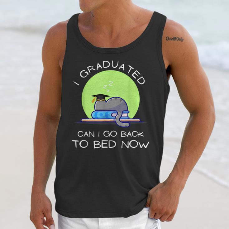 I Graduated Can I Go Back To Bed Now Cat Graduation For Men Women Girls Kids Unisex Tank Top