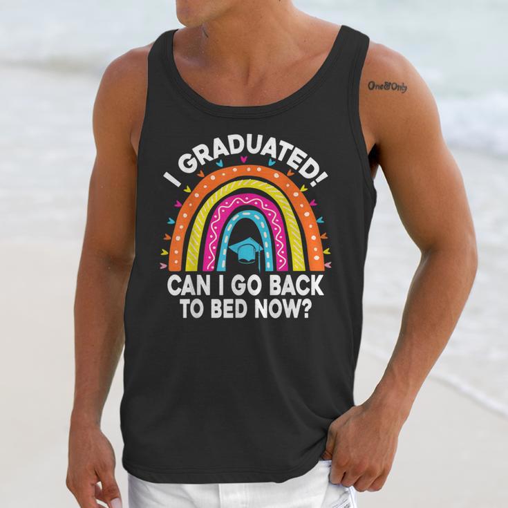 I Graduated Can I Go Back To Bed Now Graduation Hat Rainbow Unisex Tank Top