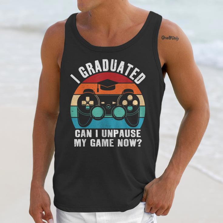 I Graduated Can I Unpause My Game Now Retro Graduation Unisex Tank Top