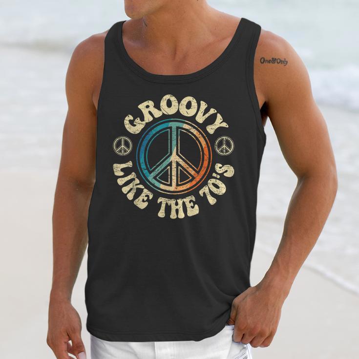 Groovy Like The 70s Peace Aesthetic Nostalgia 1970's Retro Unisex Tank Top