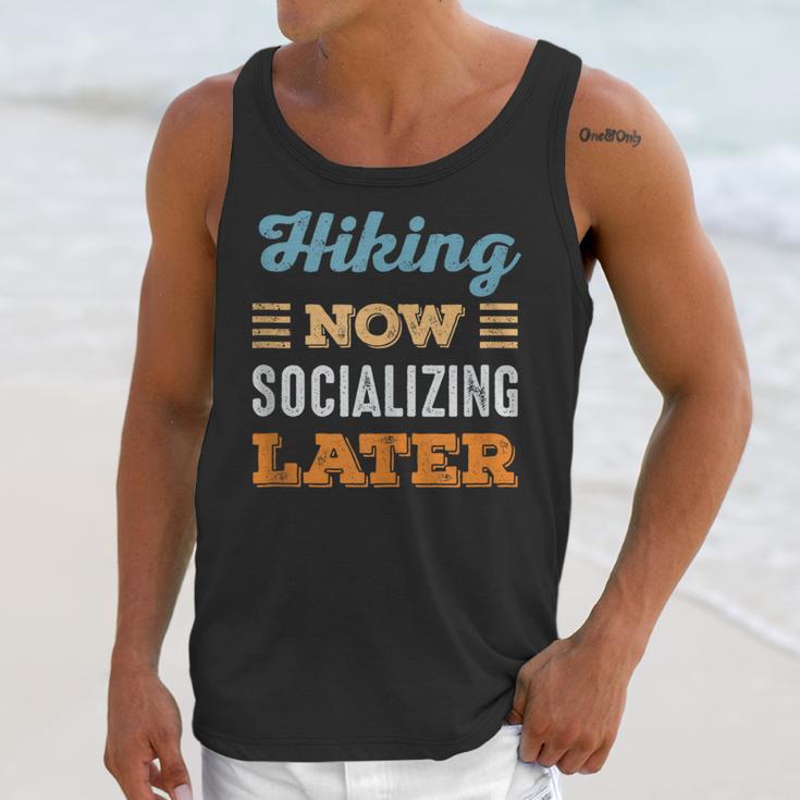 Hiking Now Minimal Socializing Introvert Vintage Unisex Tank Top