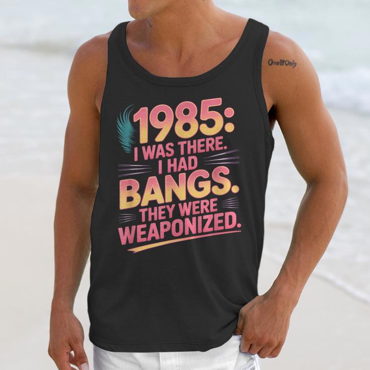 Hilarious 1985 Big Hair Bangs Joke For Gen X Nostalgia Unisex Tank Top