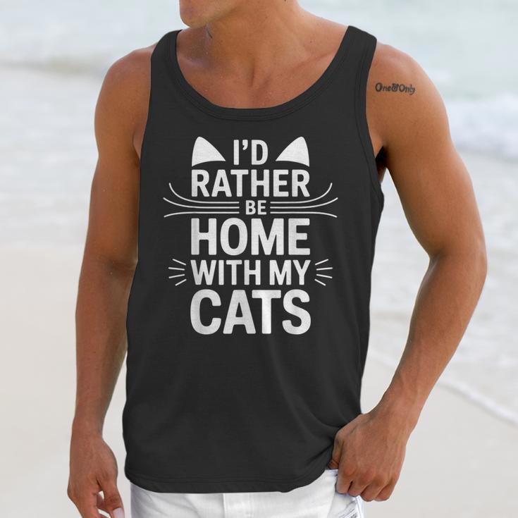 I'd Rather Be Home With My Cats Introvert Cozy Vibes Unisex Tank Top