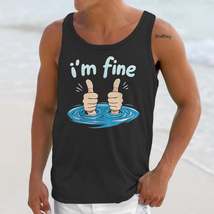 I'm Fine Drowning Thumbs Up Introvert Meme Humor Unisex Tank Top