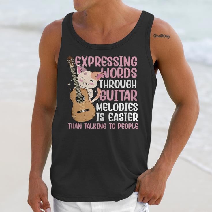Introvert Guitarist Expressing Words Through Guitar Melody Unisex Tank Top