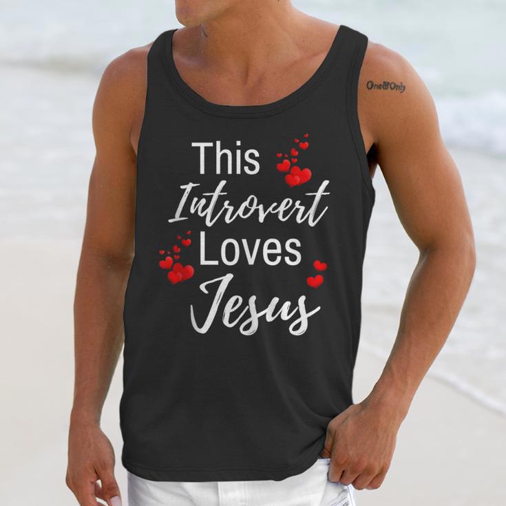 This Introvert Loves Jesus Religious Red Hearts Graphic Unisex Tank Top This Introvert Loves Jesus Religious Red Hearts Graphic Unisex Tank Top