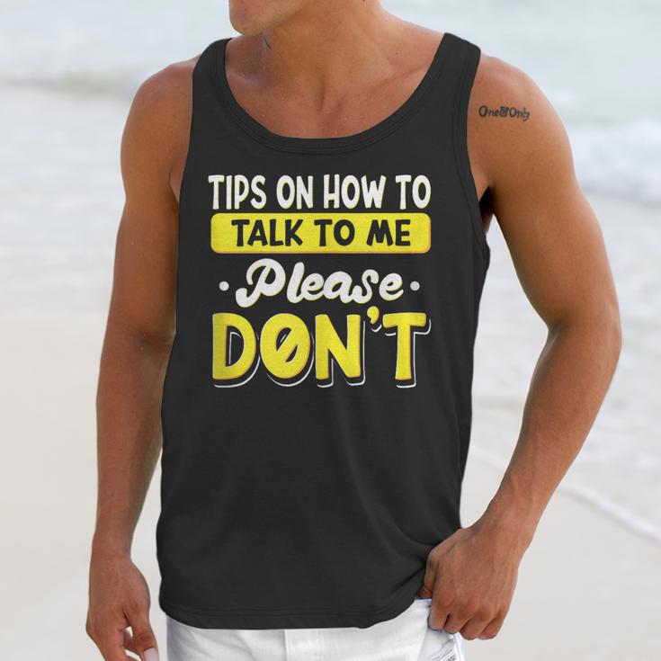Introvert Tips On How To Talk To Me Please Don't Antisocial Unisex Tank Top