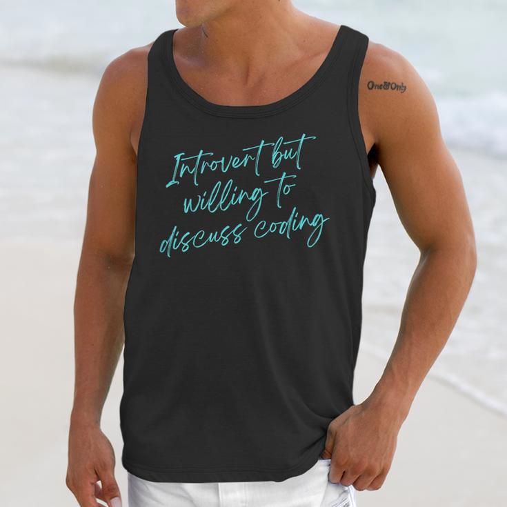 Introvert But Willing To Discuss Coding Unisex Tank Top Introvert But Willing To Discuss Coding Unisex Tank Top