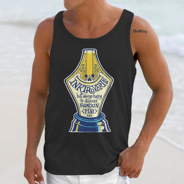 Introverted Fountain Pen Enthusiast Smiling Face Unisex Tank Top