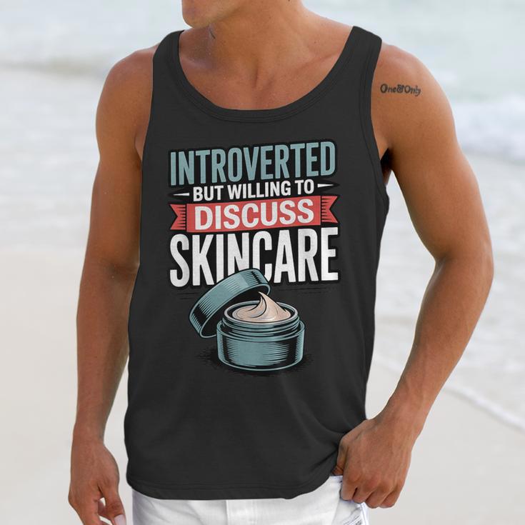 Introverted But Willing Discuss Skincare Unisex Tank Top Introverted But Willing Discuss Skincare Unisex Tank Top