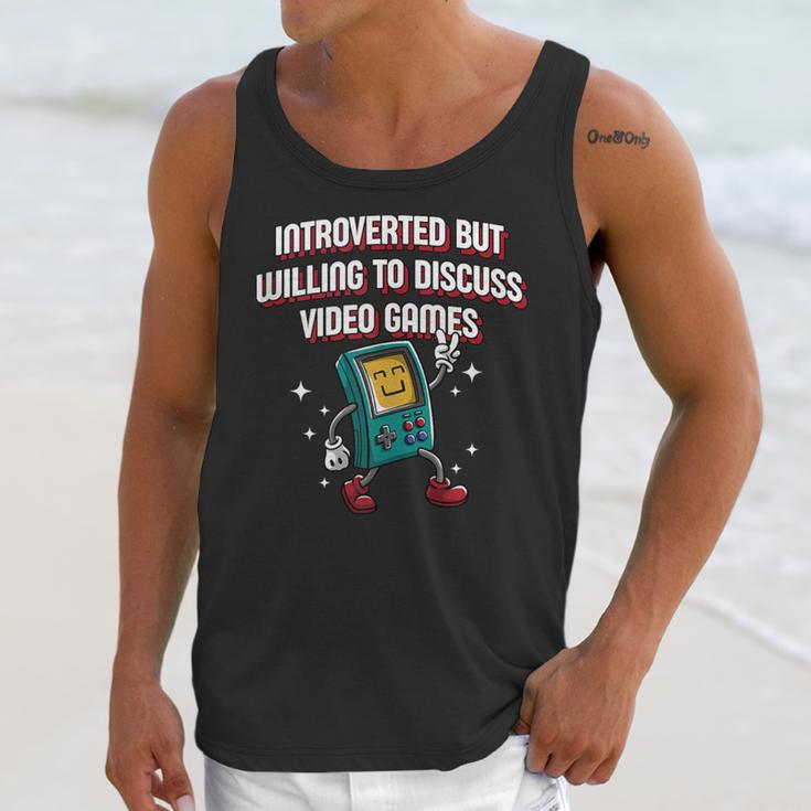 Introverted But Willing To Discuss Video Games Introvert Unisex Tank Top