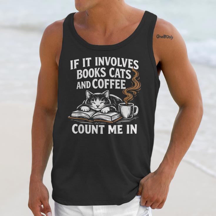 If It Involves Cats Books Coffee Introvert Pet Lover Unisex Tank Top