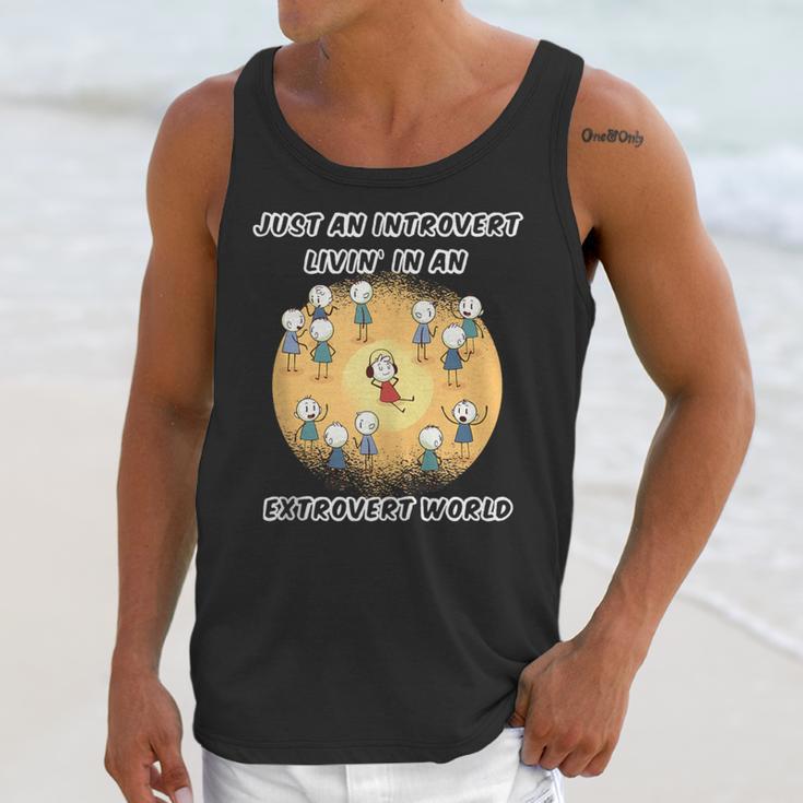 Just An Introvert Living In An Extrovert World Stickmen Unisex Tank Top